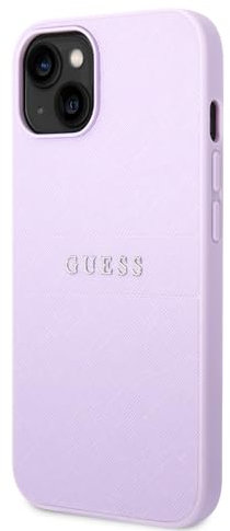 Guess GUHCP14MPSASBPU Case for iPhone 14 Plus 6.7 Inch Purple Saffiano Strap