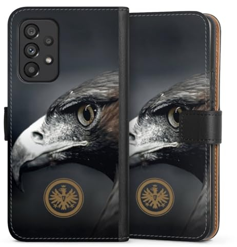 DeinDesign Klapphülle kompatibel mit Samsung Galaxy A53 5G Handyhülle aus Kunst Leder schwarz Flip Case Eintracht Frankfurt Offizielles Lizenzprodukt Adler