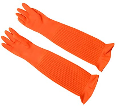 Liummrcy Guanti di gomma lunghi, guanti da piatto, guanti di pulizia in gomma guanti da piatti riutilizzabili impermeabili.