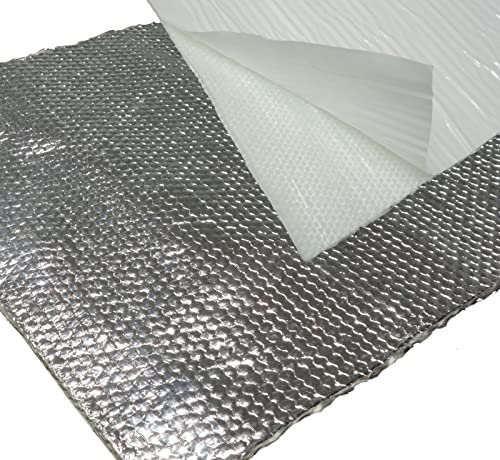 1 Stück Alu-Fiberglas Hitzeschutzmatte 0,50 x 0,50 m selbstklebend & reflektierend | VIELE GRÖSSEN & 1-10 Stück | Isoliermatte Hitzeschutz Blech Brandschutz Folie Matte Auspuff Krümmer | PREMIUM