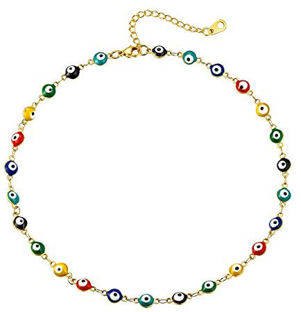 Supcare Evil Eye Halskette Damen Mehrfarbige Eye Evil Kette Charm Bösen Blick Nazar Boncuk Choker Goldkette Necklace Mode Lucky Amulett Schutz Glücksschmuck für Mama Freundin