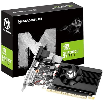 maxsun GeForce GT 710 Low Profile Grafikkarte (4 GB, GPU, niedriger Stromverbrauch, VGA, DVI-D, HDMI, HDCP, DirectX 12, OpenGL 4.5)