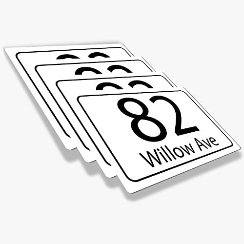 Pack of 4 Wheelie Bin Numbers Wheelie Bin Stickers Vinyl Rectangle Shape Bin Stickers Personalised House Bin Numbers for Wheelie Bins Dust Bins Self Adhesive