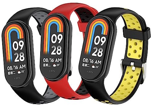BDIG 3 Pieces Strap Compatible With Xiaomi Mi Band 8, Two-Tone Soft Silicone Sports Wristbands, 3 Pcs-a, Modern