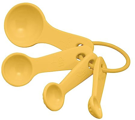 UPware 4-Piece Multi-Purpose Liquid and Dry Melamine Measuring Spoons Set, Home Essentials Cooking and Baking Tools, Measuring Spoons (Latte Yellow)
