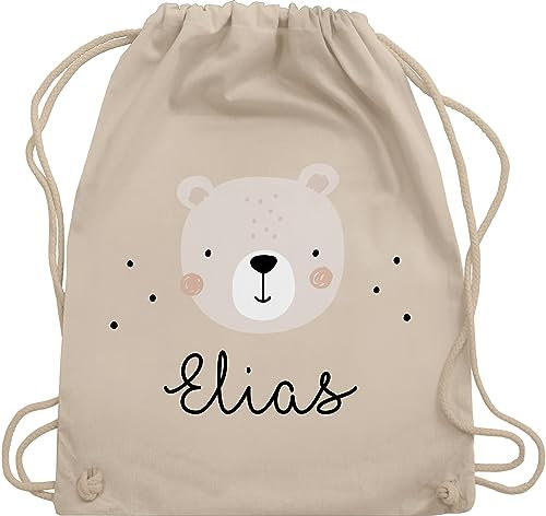 Turnbeutel Rucksack - Süßer Heller Bär Bärenmotiv Bären Bear - Unisize - Naturweiß - personalisierter beutel kinder kindergarten wechselbeutel teddy bärchen umhängebeutel