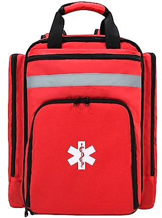 MYDAYS OUTDOOR Erste-Hilfe-Rucksack, leer, medizinischer Erste-Hilfe-Rucksack, EMS EMT, Erste-Hilfe-Tasche, Notfalltasche, Traumatasche für Camping, Wandern, Outdoor-Reisen (rot)