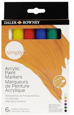 Daler Rowney Simply - Set 6 marqueurs 5.3ml de peinture acrylique