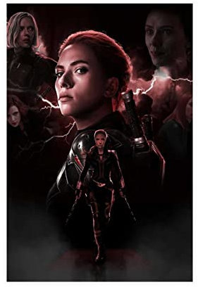 SORECI Filmposter Black Widow Natasha Romanoff Scarlett Johansson Leinwand Poster Wandkunst Dekor Druck Bild Gemälde für Wohnzimmer Schlafzimmer Dekoration ungerahmt 50 x 75 cm
