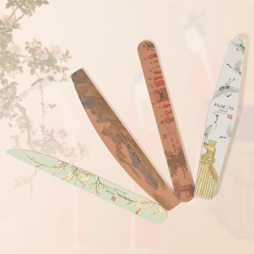 KADS 10Pcs Nail File Chinese Style Washable Professional Nail Files Reusable Double Sided Nail Styling Tools for Home and Salon Use (Set of 4)