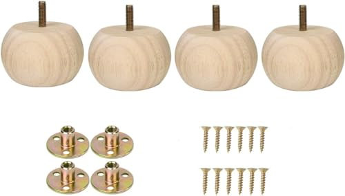 Lot de 4 pieds de meubles ronds en bois massif court de 5,1 cm pour ottoman, canapé, armoire, ottoman, bricolage