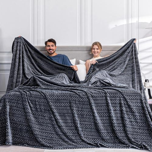 Serenhom Weiche, gemütliche Fleecedecke, 308 x 308 cm, nahtlos, übergroße King-Size-Decke, 3D-Jacquard, dekorative riesige California-Kingdecke, extra groß für Bett, Sofa, Couch, Reisen, dunkelgraue