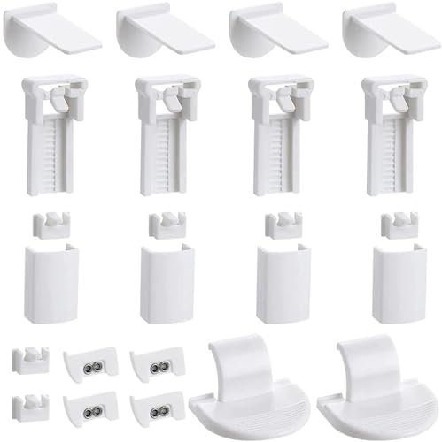 24 Stück Klemmträger Plissee, Ohne Bohren Plissee Ersatzteile, Ancable Klemmfix Halterung Bohren Geeignet für Plissees Montage Ohne Bohren