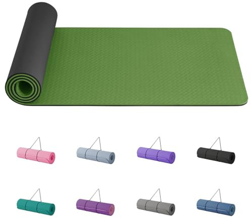 Good Nite Yogamatten Für Frauen Rutschfeste Strukturierte Oberflächen Gymnastikmatte Yoga Matte Dick 10 mm Mit Tragegurt Tpe-Übungsmatte Für Yoga Pilates Gymnastik (183X61cm)