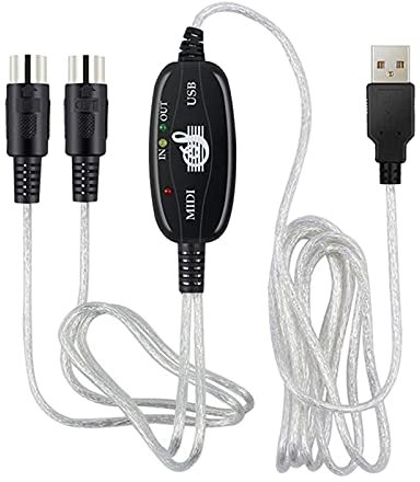 Janasiba Convertidor de cable USB a MIDI de 5 2 en 1 a PC Audio Output Editing para instrumentos musicales electrónicos electrónicos