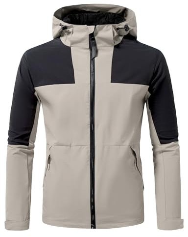 NAFING Veste Homme À Capuche Sport Running Coupe Vent Respirante Veste Travail Exterieur Blouson Automne Hiver Manteau Léger Manteau Imperméable Chaud Veste De Pluie