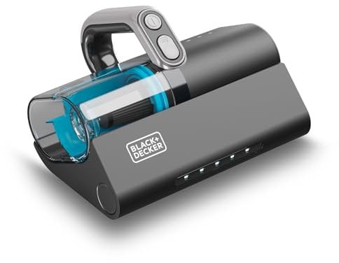 BLACK+DECKER - Aspirateur à Main Dust Mites 400W | Aspiration 12Kpa | Lumière UV 253,7nm Antibactérienne | Brosse Motorisée | Double Filtration Cyclone + HEPA | Vibration 12.000rpm | Écran LED