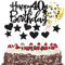 Tortendeko 40 Geburtstag Frau Mann, Schwarz Happy Birthday Cake Topper Geburtstag mit Konfetti Luftballon, Glitzer DIY Geburtstagskuchen Deko, Happy Birthday Kuchen Deko 40 Jahre Geburtstag