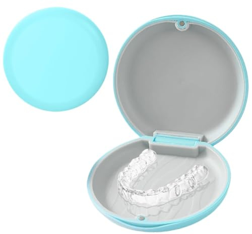 1 Stück Zahnspangendose, Tragbare Dose Zahnschiene Box, Gebissdose Zahnspangenbox,Zahnprothesen Behälter, Protesenbehälter,Spangendose, Dose Zahnschiene, für täglichen Gebrauch,Blau