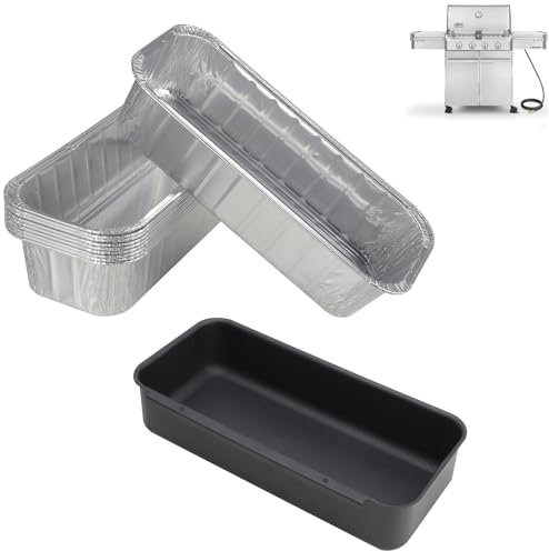 DcYourHome 70379 Catch Pan Kit for Weber Summit 400/600, Genesis II & Genesis II LX 400 & 600 Series Gas Grills(2016+), Grease Tray with 10 Pack 6498 Drip Pan Liner for Weber SmokeFire EX4 EX6 Series
