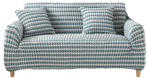 HotYou Universal Sofa Waschbare Bezüge ohne Kissenbezug Stretch Sofabezug 1 Stück Sofahusse Elastische Couchbezug mit Anti-Rutsch-Schaumstoffe,Blau 1,1 Sitzer