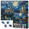 1000 Teile Puzzle Märchenhafte Zauberburg im Nachthimmel, XXL Premium Cartoon-Malerei Familienpuzzle mit Magischen Sternen, Herausforderndes Entspannungspuzzle für Erwachsene & Kinder, 27.5x19.7 Inch
