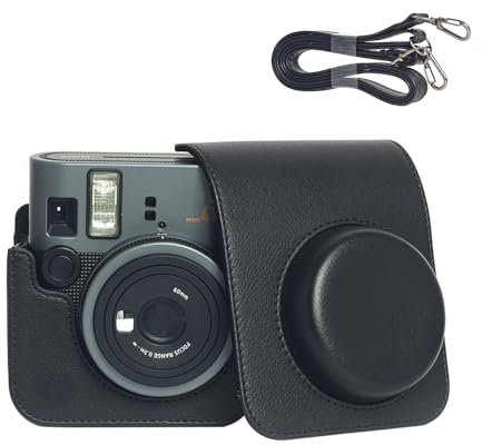 Hesupy Carrying Case for Instax Mini 41, Retro Camera Bag Storage Protective Cover with Shoulder Strap, PU Leather Case Portable Travel Organizer for Wide EVO Instant Camera (Black)
