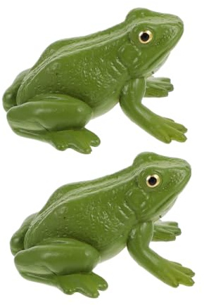 MAGICLULU 2 Stück Grüne Froschfigur aus Kunststoff, Realistisch | Tischdeko und Tortenaufsatz, Detailgetreue Tierform, Kompakte Sammelfigur für Deko und Spiel