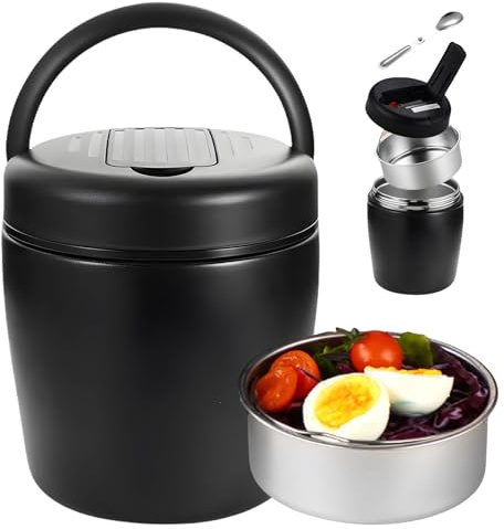 PORFOYO Termo para comida grande, 1,5 L, acero inoxidable, recipiente para calentar alimentos, recipiente térmico de acero inoxidable con cuchara, Thermos Alimentaire Chaud, a prueba de fugas para