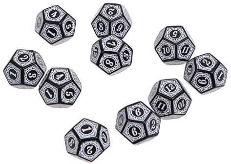 10 x 12-seitige D12-Würfel, polyedrisch, für Spiele, RPG, Familienfeier, Kinderspielhaus, 10 Stück
