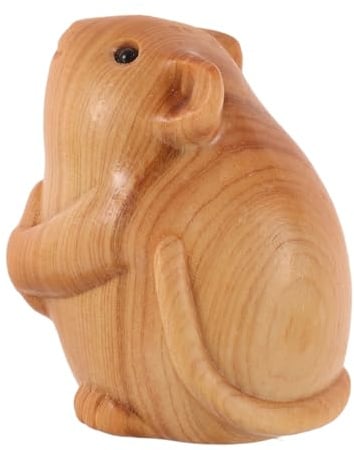 Beaupretty Holz Hamsterfigur als Tierdeko für Zuhause und Garten | Geschnitzte Holzfigur, Kompakt und Liebevoll Gestaltet, als Ornament für Haus, Fest und Sammlung