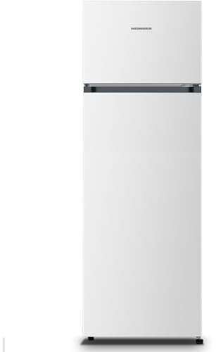 HEINNER HF‑HS243E++ Doppel‑Tür Kühlschrank, 243 L Gesamtkapazität (Kühlteil ca. 202 L + Gefrierfach ca. 41 L), Energieklasse E, LED‑Innenbeleuchtung – Weiß – inklusive 5‑Jahres Garantie