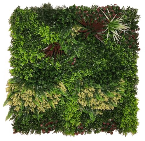 naturing monde - Jardín Vertical Artificial | Nature B | Fusiona Variedad De Plantas | Panel Vegetal Artificial Combinado 100 x 100 cm, HDPE, Garantía UV | Ideal para Paredes, Recepciones y Terrazas