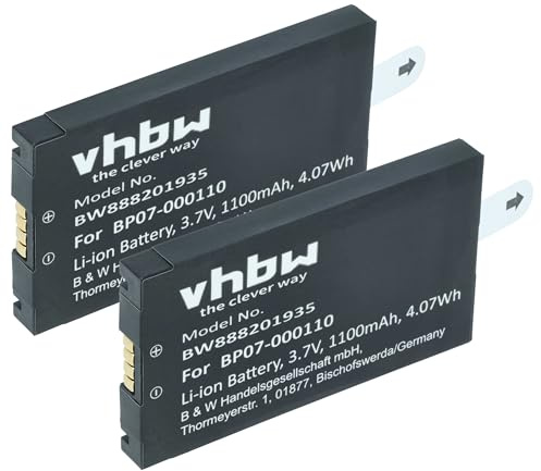 vhbw 2X Akku kompatibel mit Datalogic Memor X3 | CVR2, Memor NFP, DL-Memor Barcodescanner POS (1100 mAh, 3,7 V, Li-Ion)