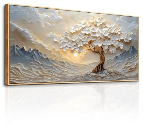 JHHUAMO Quadro con Cornice Naturale Albero Della Vita Camera 60x120 cm | Lavorazione Raffinata, Materiale di Qualità, Stampa HD, Montaggio Semplice, Uso Versatile