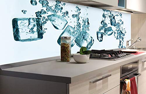 Küchenrückwand Folie selbstklebend EISWÜRFEL | Klebefolie - Dekofolie - Spritzschutz für Küche | Made in EU - 180 cm x 60 cm