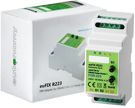 Eutonomy Adapter euFIX für die DIN-Schiene für FIBARO Roller Shutter 3 mit Knöpfen, euFIX R223