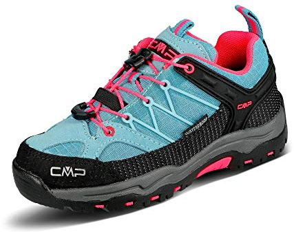 CMP Rigel Low, Unisex Kids’ Low Rise Hiking Shoes, Turquoise (Clorophilla-Red Fluo 89bd), 9.5 UK (28 EU)