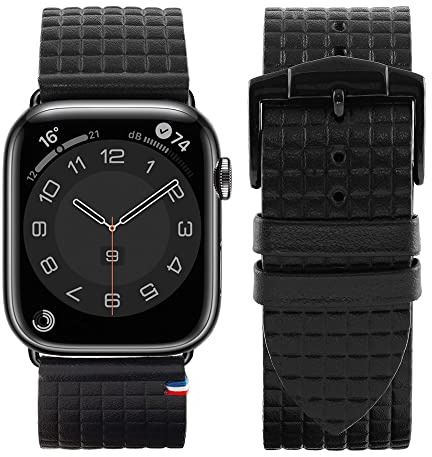 Eternel – Carbone Armband edel – Kompatibel mit allen Apple Watch Modellen – Alle Größen – Handgefertigt in Frankreich – Pflanzlich gegerbtes Leder – Noir