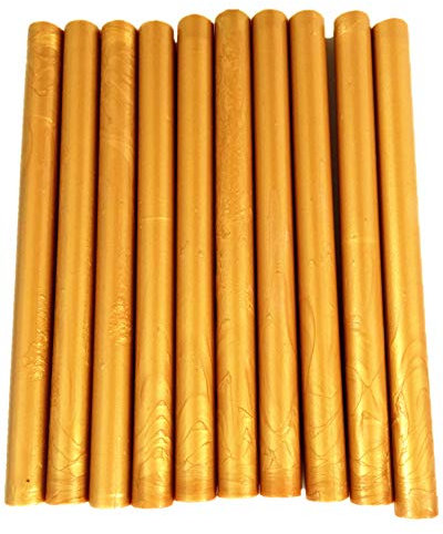 Tikwisdom 10 Stück Vintage-Siegelwachsstifte für Heißklebepistole, Wachssiegel und Briefe/Briefumschläge, Vintage Gold