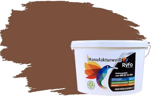 RyFo Colors Bunte Wandfarbe Manufakturweiß Nougatbraun 10l - weitere Braun Farbtöne und Größen erhältlich, Deckkraft Klasse 1, Nassabrieb Klasse 1