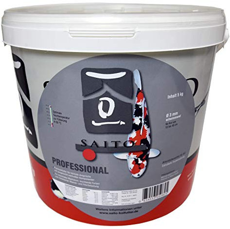 SAITO Professional - Premiumfutter für höchste Ansprüche! Für EIN max. Wachstum und leuchtende Farben - Koifutter Fischfutter schwimmend Ø3 mm - 5 kg Eimer