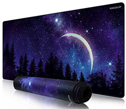 excovip Star Moon Large XXL Mouse pad Space Wide Full Desk Gaming Design Big Glorious Keyboard Computer Black Blue Cool Funny Company The Office Lap Black pc Magic Desktop Size Clear 35.4”×15.7 8558