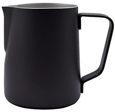 Abcsea 1 Pezzo Bricco per Latte in Acciaio Inox, Brocca di Latte, Brocca in Acciaio Inox, Montalatte Latte, Schiuma di Latte, caffè Latte Art Penna caffè, Nero 600ml/20oz
