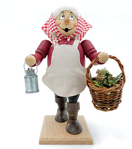 Kuhnert - Original Erzgebirgische Holzkunst Räuchermann Räucherfigur 22cm - Kräuterfrau