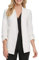 DKNY Women's Long Sleeve Open Front Jacket with Pockets Business Casual Blazer, Ivory, XS