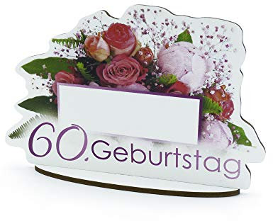 KochDialog Tischkarten Tischkärtchen 60. 70. 80 Geburtstag recycelbar,stabil 3mm dick,beschriftbar,3D-Effekt (2 Varianten) (Blumen Frauen 60. Geburtstag)