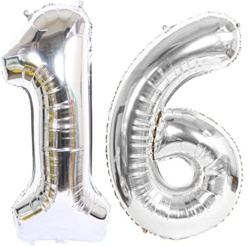 Helium Luftballon 16 Silber Geburtstagsdeko 40 Party Dekoration Supplies, Folienballon für Mädchen Junge (16 Stück)
