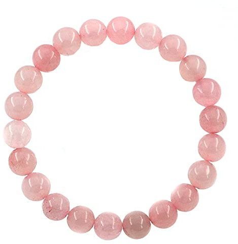 Ouubuuy Rosenquarz-Armband, 8 mm, natürliche rosa Edelsteinperlen, Heilkristall-Armband für Mädchen und Frauen, Muttertagsgeschenke