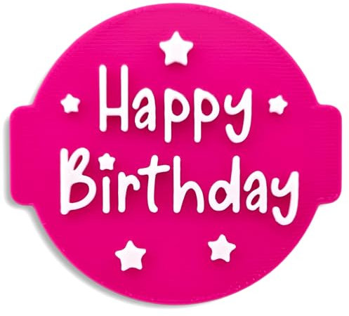 Happy Birthday Stamp Embosser 6cm for Icing, Fondant, Cupcake, Cake, Baking, Decoration, Made in UK 1066 Factory (Pattern 1)